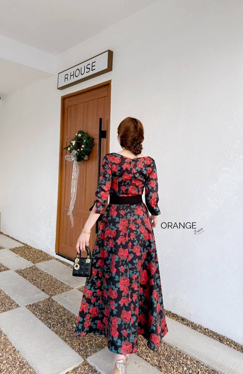 ORANGE JUICE Floras Long Sleeves Maxi Dress With Belt